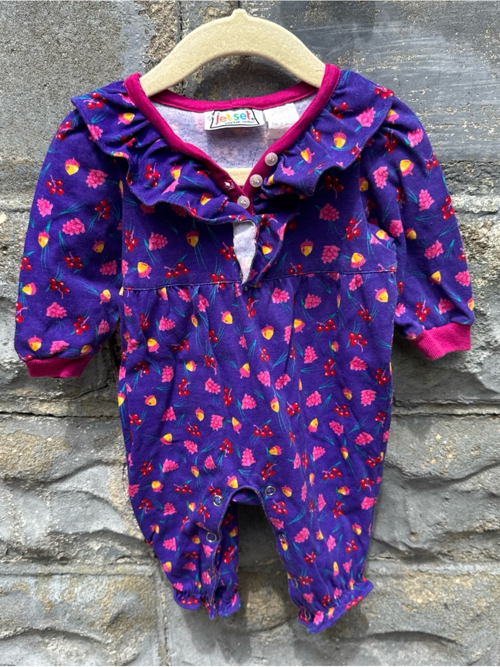 Baby Girls Vintage Romper Floral Size 9m Jet Set Grapes Kids Clothing USA Fruit